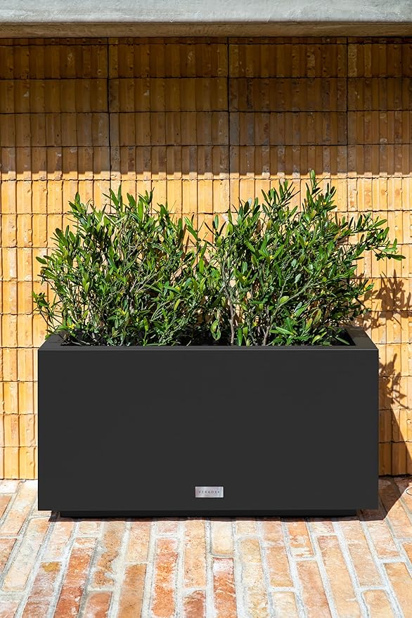 Veradek Block Series Long Box Planter - Large Rectangular Planter for Indoor or Outdoor Patio/Porch | Durable All-Weather Use with Drainage Holes | Modern Décor for Tall Plants, Flowers or Shrubs