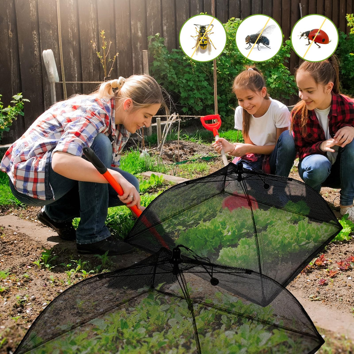 Sawysine 4 Pack Mesh Plant Cover Dome Tent Protector,17 X 17 Inch,Black