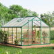 8X10 FT Greenhouse for Outdoors, Large Walk-in Polycarbonate Greenhouse Kit, Aluminum Frame, Lockable Door, Roof Vent, Ground Spikes, for Garden, Patio, Backyard, Outdoor Plant Growth