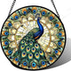 Stained Glass Window Hanging - Retro Peacock Decoration Suncatcher for Door Garden Home Bird Feather Sun Catchers Christmas Mother's Day Birthday Gifts for Women Men Mom Nana Friend 14.9 in