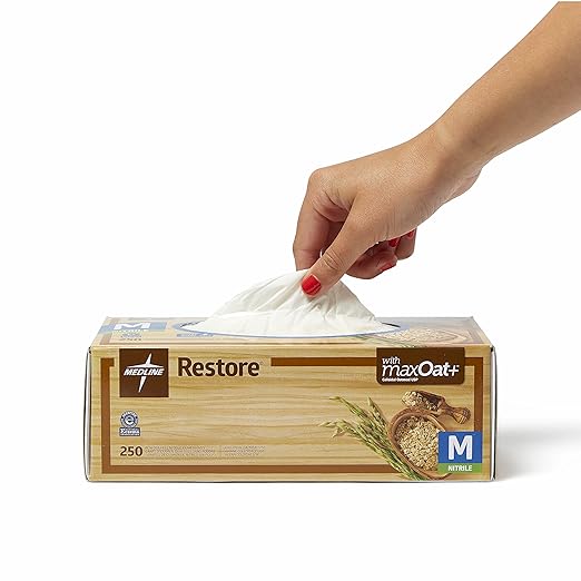 Medline Protective Disposable Gloves, Medium, Off-White, Unisex, 250 Count
