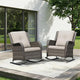 Patio Rocking Chairs Set of 2, Outdoor Wicker Patio Furniture Set 2 Pieces with Thickened Olefin Cushions, High Back and Deep Seating, Hand-Woven PE Rattan for Porch, Deck, Beige