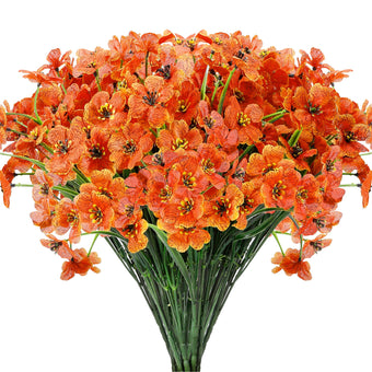 Bietrun 12 Bundles Artificial Fall Flowers Outdoor, Artificial Fake Mums for Outdoor, Faux Plants Greenery Orange Daisy Bulk, UV Resistant No Fade, Faux Plastic Garden Porch Patio Fall Home Decor