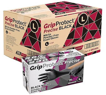 GripProtect® Precise Black Nitrile Gloves, Exam, 4 Mil, Food, Home, Cleaning, Medical/Dental, Tattoo (Large, 1,000)