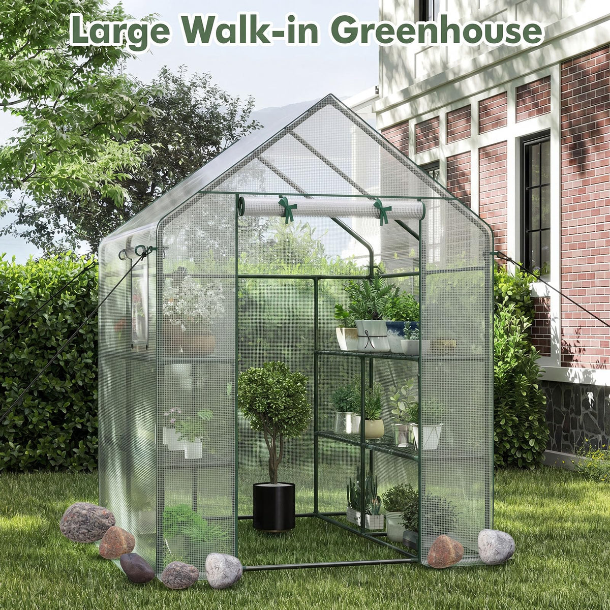 Happygrill Greenhouses for Outdoors, Portable Greenhouse with PE Cover