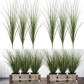 Uqueeten 6PCS Fake Plants Artificial Wheat Grass Greenery Plastic Plants Fake Grass Artificial Plants for Outdoor Decor Artificial Grass Plant with Greenery Stems for Indoor Home Decoration 26.4"