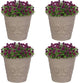 Sunnydaze 19.5-Inch Arabella Large Plant Pot - Polyresin Round Outdoor Planter with Drillable Drainage Holes - 4 Pack - Beige