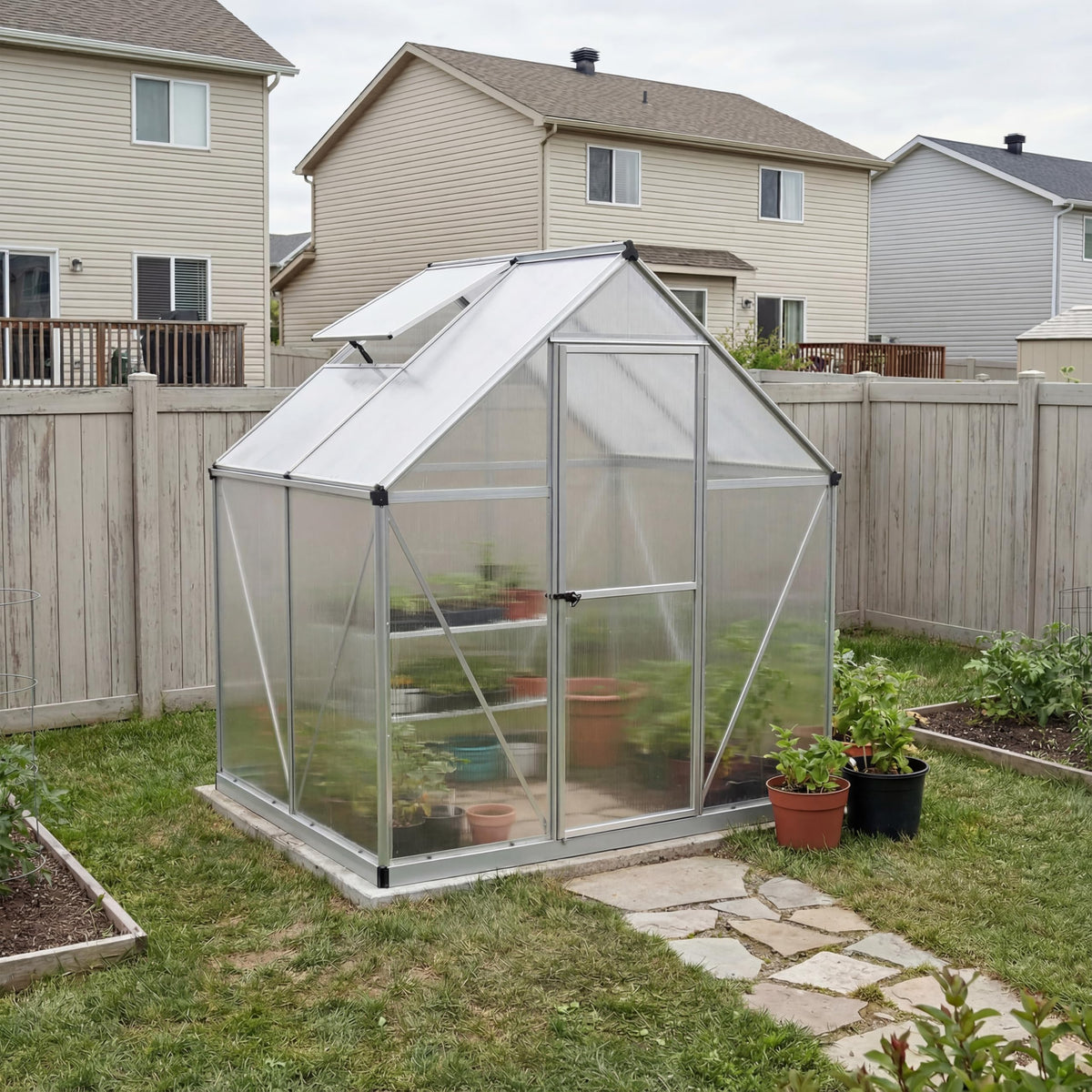 Palram - Canopia Mythos 6' x 4' Polycarbonate Aluminum Greenhouse, Silver