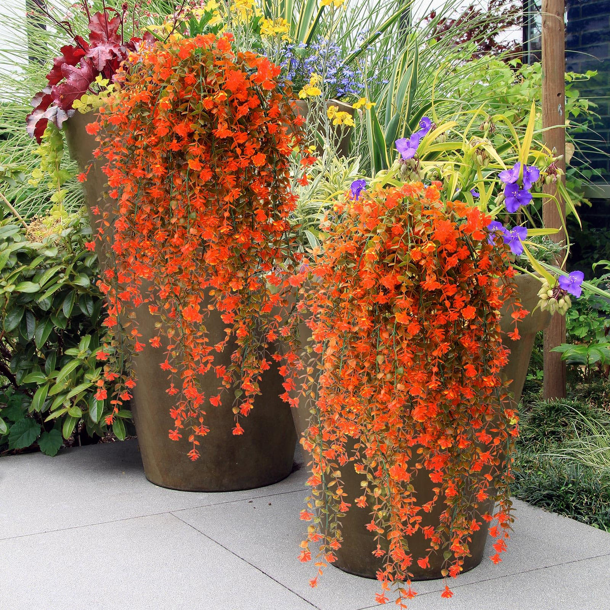 FineCheer 6 Pcs Fall Artificial Hanging Flowers Outdoor, Fresh Color
