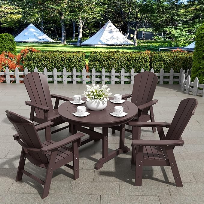WestinTrends Malibu Malibu Outdoor Patio HDPE Plastic Adirondack Dining Chair Dark Brown