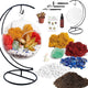 Creations by Nathalie - 5" Glass Globe Succulent Terrarium Kit, Hanging DIY Starter Kit for Kids and Adult, Metal Stand, Reindeer Moss, Crystal & Rocks, Tools, Figurine (Live Plant Included)