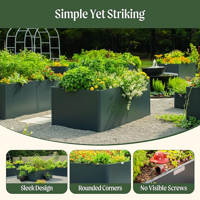 Vego garden Modern Raised Garden Bed 17" Tall 42" x 83" Heavy Large Metal Planter Box for Trees Plants Flowers Double-Walled Steel Planters for Commercial Residential Patio, Midnight Blue