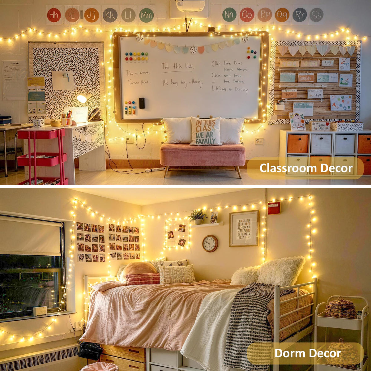 JMEXSUSS Remote Control String Lights Battery Operated Classroom Lights