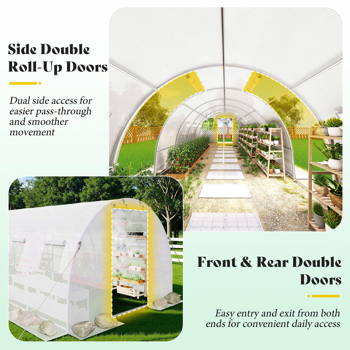 AMERLIFE 10x44 FT White Tunnel Greenhouse Cover (Frame NOT Included)