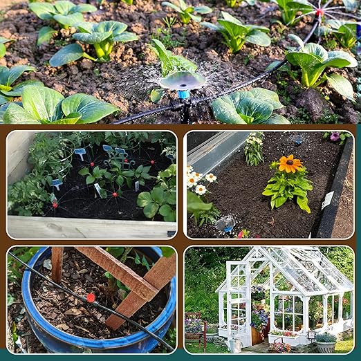 Eledom 110FT Quick-Connect Drip Irrigation Kit, Garden Watering System DIY Automatic Irrigation Equipment Set for Lawn Raised Bed Greenhouse Plant Watering with 1/4'' Tubing, Drip Emitters, Connectors