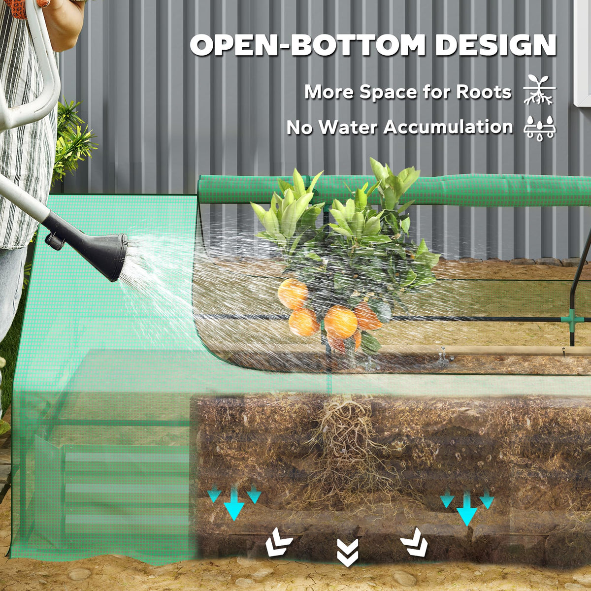 Outsunny 8.6 x 3 x 1ft Metal Planter Box with Mini Greenhouse, Green/Silver