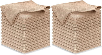 USANOOKS Microfiber Cleaning Cloth - Beige - 24Pcs (12.5x12.5 inch) High Performance - 1200 Washes, Ultra Absorbent Car Towel Traps Grime & Liquid for Streak-Free Mirror Shine - car Washing Cloth