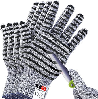 Cutting Gloves, 2 Pairs Cut Resistant Gloves, Cut Proof Gloves Kitchen, Cutting Gloves for Chef, Cut Gloves, Grey