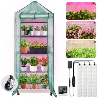 DazSpirit 4-Tier Mini Indoor Greenhouse with Grow Light, 70 x 23 x 19 in