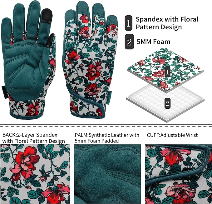 Thorn Proof&Puncture Resistant Gardening Gloves with Grip,Garden Glove for Women, Leather Yard Work Gifts