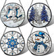 DASTOLL Stained Glass Window Hanging 4 Pcs Set White Winter Christmas Snow Scene Large 11.8" - Suncatcher Door Garden Sun Catcher Decor Birthday for Mom Woman Nana Men Friend Wife
