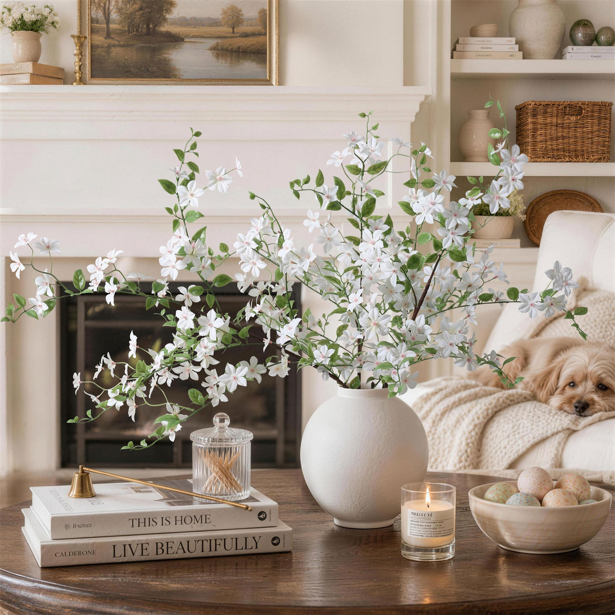 Fake Flowers, 3 Pcs Artificial Flowers Greenery Stems Faux Greenery Stems Branches for Vases Realistic Silk Real Touch Spring Greenery Stems Bulk Bedroom Office Wedding Table Summer Home Decor