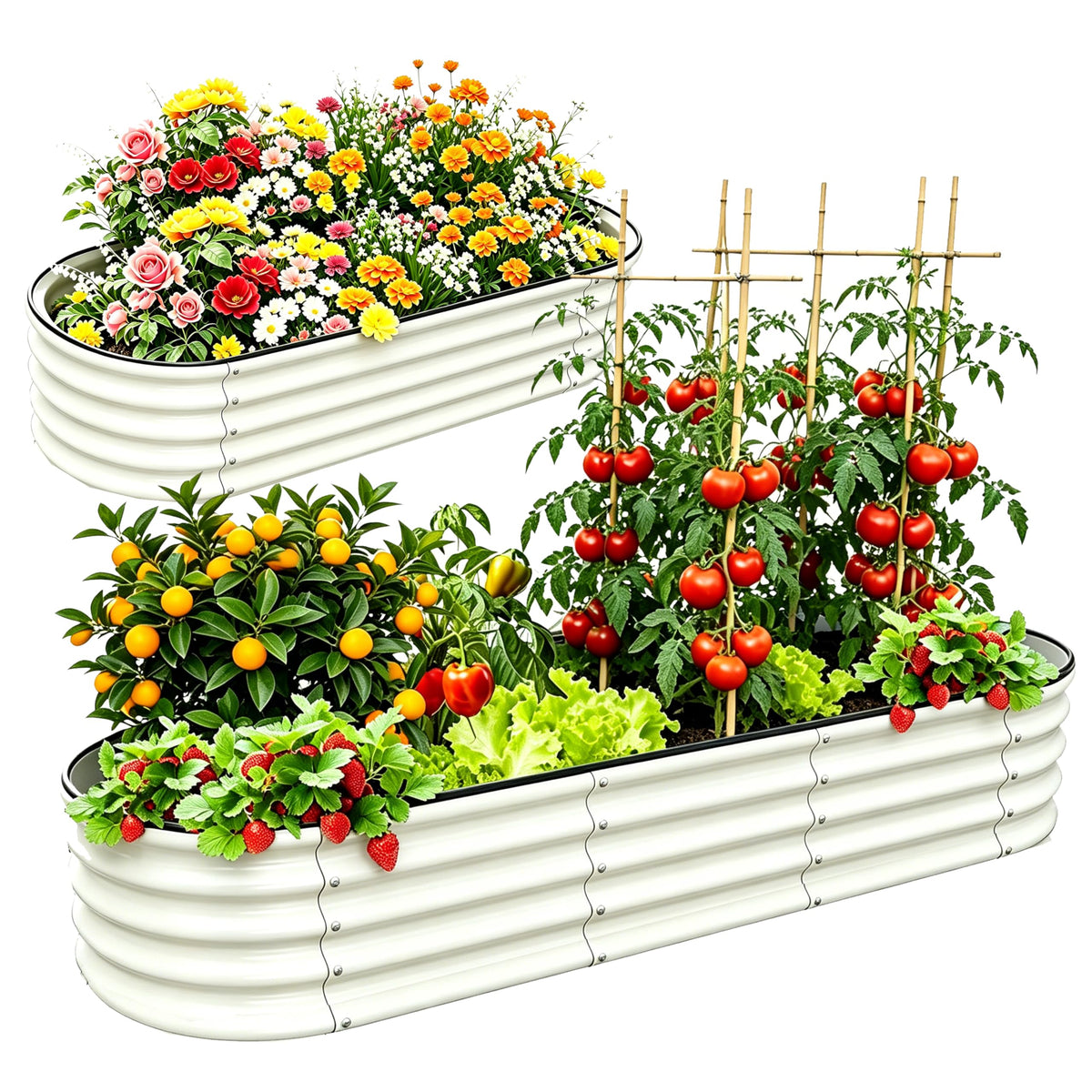 NestNature 17" Tall Galvanized Garden Bed,10-in-2 Modular Raised Garden Bed