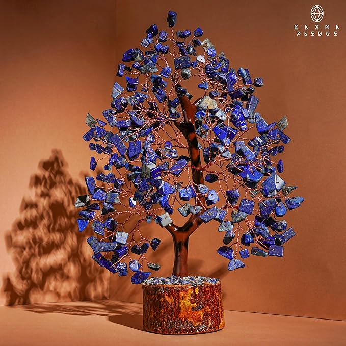 Crystal Tree of Life Lapis Lazuli Healing Crystal Trees for Home & Office Decor, Handmade Crystal Money Bonsai Trees for Positive Energy, Good Luck, Christmas Decor, Birthday Gifts for Women, Mom