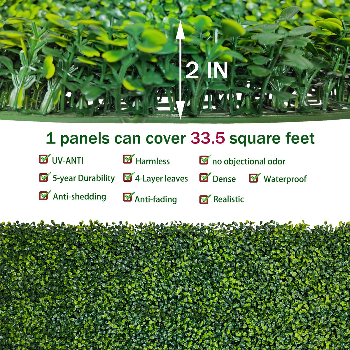 ODTORY Artificial Boxwood Panel Roll 40X120 in(33.5 sqft) Greenery Backdrop