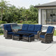 Joyside 7 Piece Wicker Patio Furniture Set, Outdoor Swivel Rocker Patio Chairs with High Back, Deep Seating, Wide Armrest, Thickened Cushions, Outdoor Furniture for Deck, Porch Use