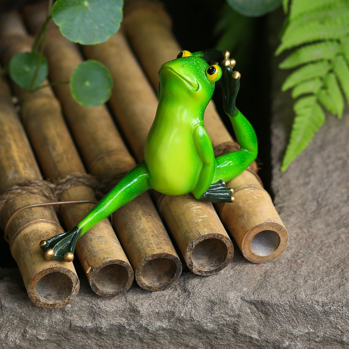 AshyAtom 6.7''(L) Yoga Frog Garden Statue Outdoor Decor