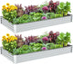 2PCS 8x4x1FT Galvanized Raised Garden Bed Kit, Galvanized Planter Raised Garden Boxes Outdoor, Large Metal Raised Garden Beds for Vegetables-Silver