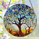 Stained Glass Window Hanging, LAOWEIKI 8'' Tree of Life Suncatcher, Stained Glass Ornament, Suncatchers for Windows Hanging, Window Decor, Outdoor or Indoor, Gifts for Women, Lovers, Couple, Friends