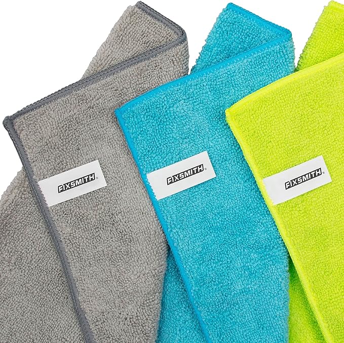 FIXSMITH Microfiber Cleaning Cloth - Pack of 50, Microfiber Towels for Cars 16 x 12 in, Highly Absorbent Cleaning Rags, Lint-Free, Streak-Free Cleaning Cloths for Car Kitchen Home Office