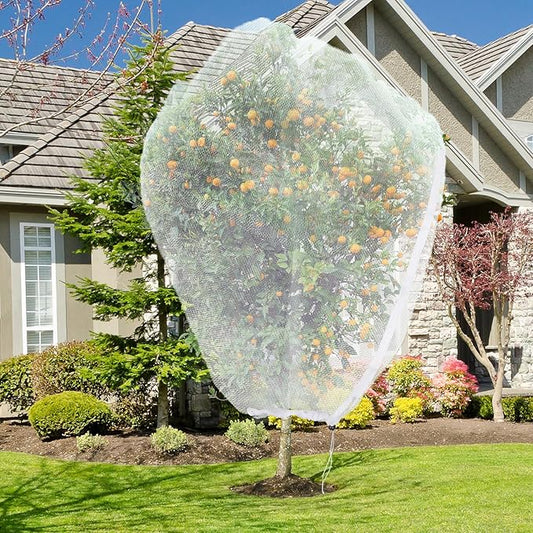 Large Fruit Tree Netting with Drawstring and Zipper, 10 * 10FT Garden Netting for Garden Protection, Insect Bird Netting for Fruit Trees, Protection from Anti Birds, Bugs,Cicadas, Insects