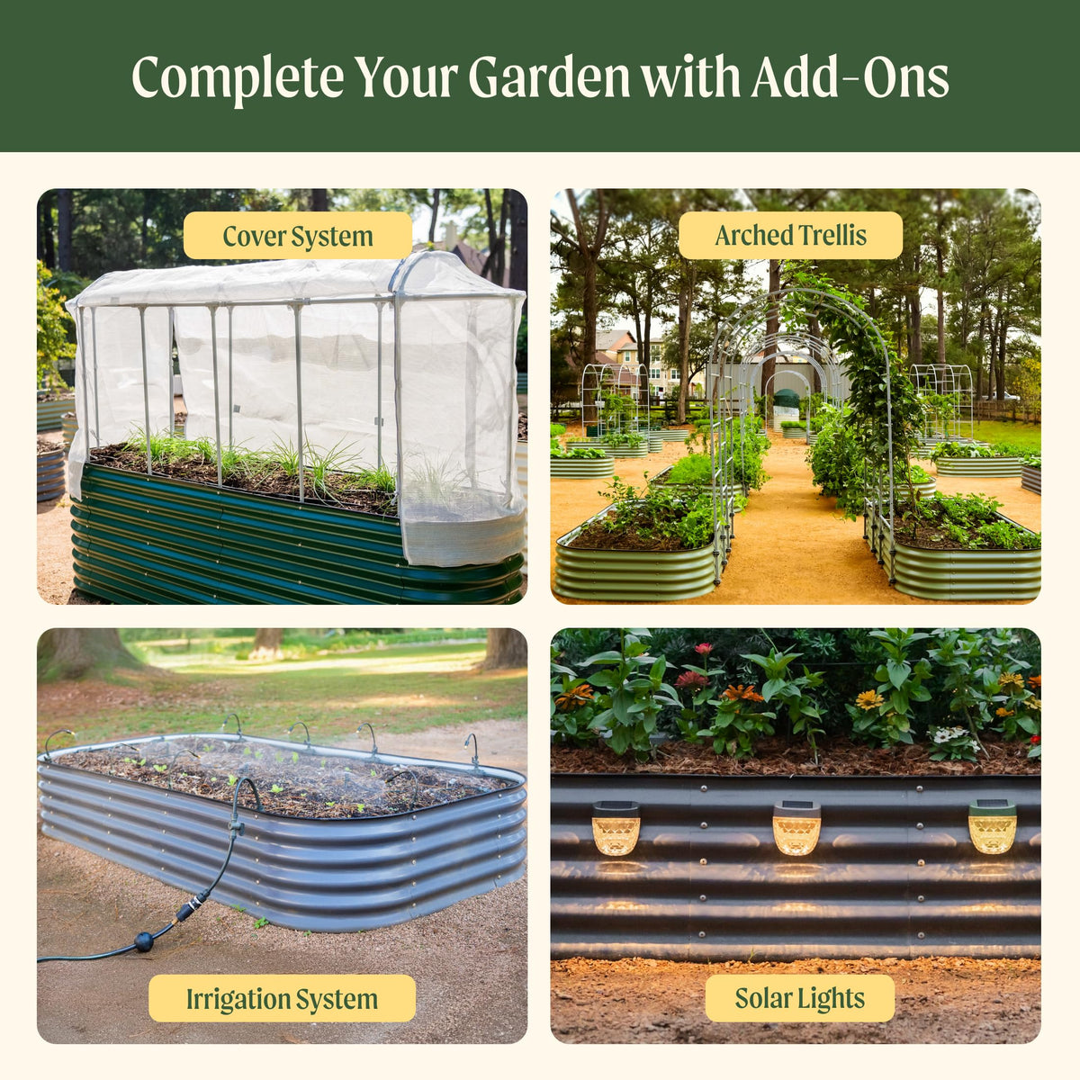 Vego garden 26" Extra Tall Raised Garden Bed Kits, 6 in 1 Modular Raised Planter Box for Vegetables Flowers Fruits Oval Metal Raised Garden Pearl White