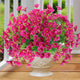 Artificial Flowers for Outdoors 12 Bundles Realistic Faux Plants UV Resistant Fake Silk Morning Glory with Eucalyptus for Front Door Planter Patio Porch Outside Spring Summer Decoration (Magenta)