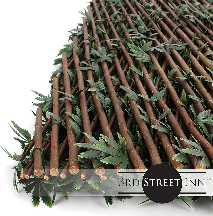 3rd Street Inn™ Leaf Trellis - Bamboo Greenery Panel - Boxwood and Ivy Privacy Fence Substitute - DIY Flexible Fencing (1, Cannabis)