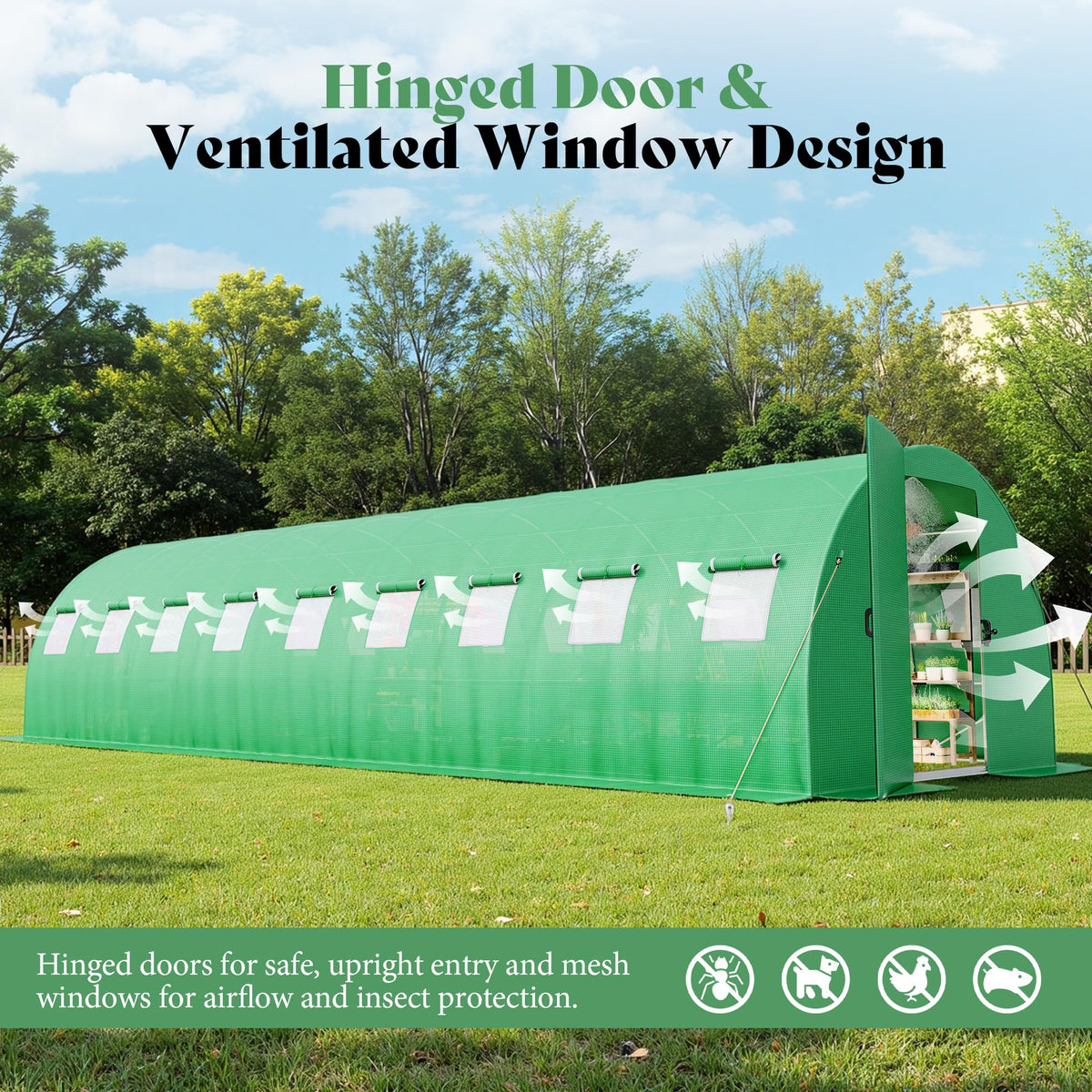 AMERLIFE 30×10 FT Walk-in Tunnel Greenhouse Cover (Frame NOT Included)