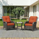 3 Pieces Outdoor Wicker Patio Furniture Set - Patio Chairs Set with Thickened Olefin Cushions, High Back and Deep Seating, Curved Armrest, PE Rattan for Porch, Deck, Balcony,Orange