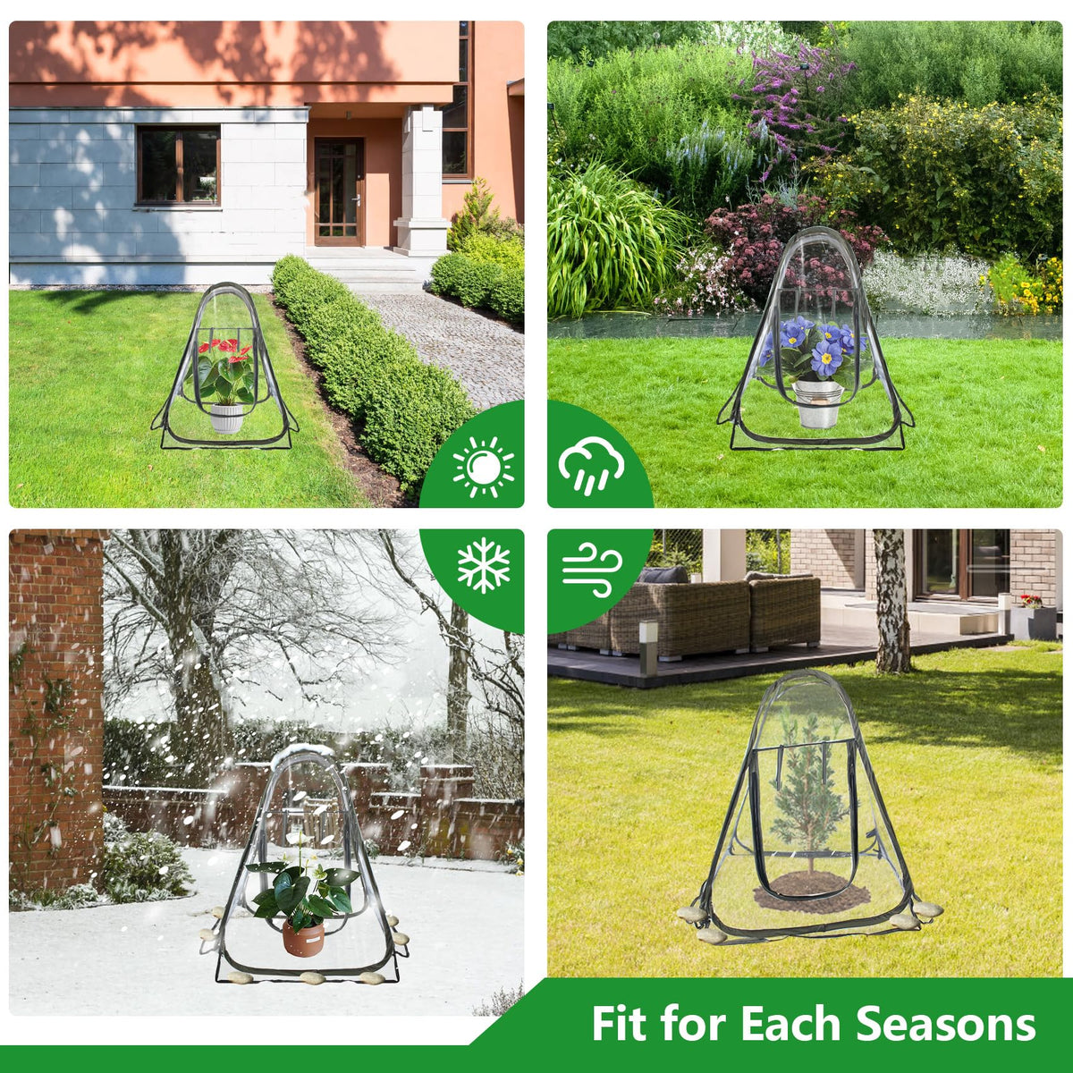 DEDU Pop Up Tent, Small Portable Greenhouse Cover 27"X27"X31" with 4 Fixed Nails and Tools, Mini Greenhouse Tent PVC Cover for Small Plants Outdoor & Indoor Use