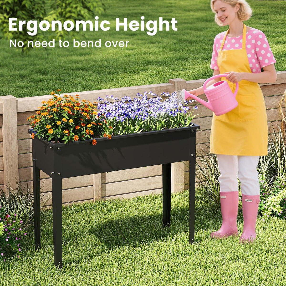 HAPPYGRILL 32” Raised Garden Bed with Legs & Drainage Hole