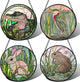 DASTOLL Stained Glass Window Hanging 4 Pcs Set Cute Animal Large 15"- Green Plant Pink Suncatcher Door Garden Sun Catcher Decor Birthday Christmas for Mom Woman Nana Men Friend