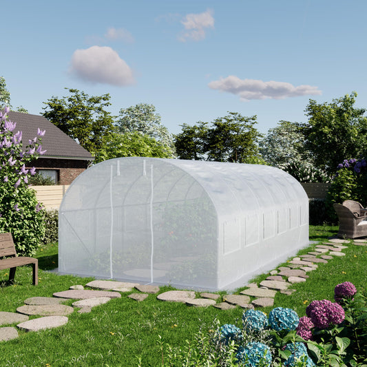 TOOLPORT 10x20 ft Tunnel Greenhouse, 180g PE Cover, White