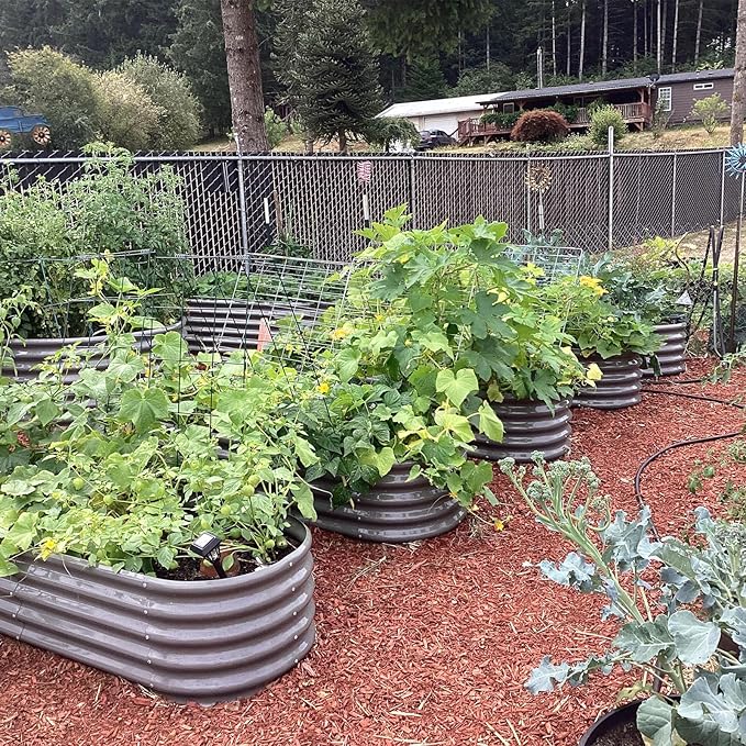 A ANLEOLIFE 4-Pack 6X3X1.5ft & 6X2X1.5ft Deep Root Galvanized Raised Garden Beds Outdoor for Planting Vegetables Flowers Herb, Quartz Grey