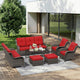7 Piece Outdoor Wicker Patio Furniture Set, Patio Chairs Set with Thickened Olefin Cushions, High Back and Deep Seating, Hand-Woven PE Rattan, Ottoman for Porch, Deck