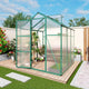 6x6 FT Greenhouse,Outdoor Greenhouse W/ Roof Vent,Walk-in Aluminum Polycarbonate Green Houses W/ Drainage System & Ground Nails,for Outside Garden,Backyard,Patio,Lawn,Green
