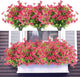 Artificial Flowers for Outdoors UV Resistant, 12 Bundles Fake Silk Flowers Outside Fade Resistant Faux Plants for Outdoor Planters, Window Box, Front Porch-Fuchsia