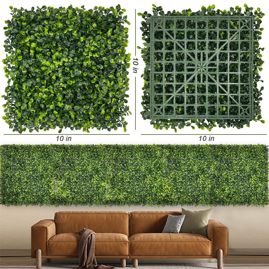 DMGarden 10"x10" 16 Pieces Artificial Greenery Boxwood Privacy Fence Screen