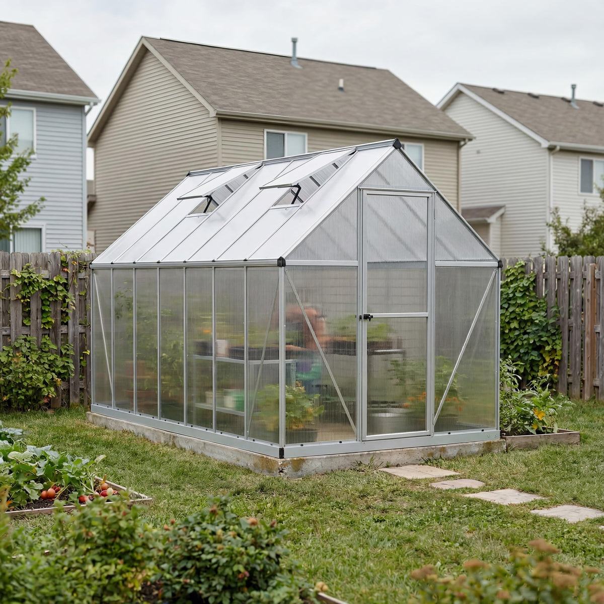 Palram - Canopia Mythos 6' x 14' Polycarbonate Aluminum Greenhouse, Silver